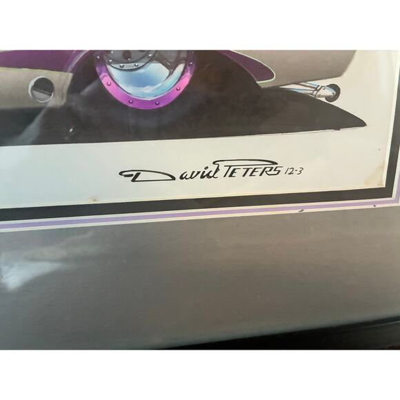 Hot-Rod Concept Art David Teters Framed Automotive Illustration Purple Lowrider - Picture 6 of 8